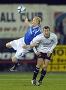 28 February 2011; David Armstrong, Linfield, in action against Jason Byrne, Dundalk. Setanta Sports Cup, First Round, Second Leg, Dundalk v Linfield, Oriel Park, Dundalk, Co. Louth. Photo by Sportsfile