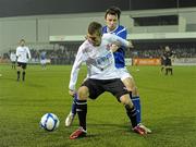 28 February 2011; Daniel Kearns, Dundalk, in action against Michael Gault, Linfield. Setanta Sports Cup, First Round, Second Leg, Dundalk v Linfield, Oriel Park, Dundalk, Co. Louth. Photo by Sportsfile