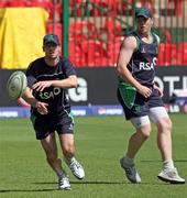 28 February 2011; Ireland's Alex Cusack and team-mate Kevin O'Brien during a squad rugby game. 2011 ICC Cricket World Cup, hosted by India, Sri Lanka and Bangladesh, Bangalore, India. Picture credit: Barry Chambers / Cricket Ireland / SPORTSFILE