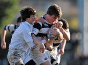 1 March 2011; Barry Lysaght, Belvedere College SJ, is tackled by Cathal Martin, Presentation College, Bray. Powerade Leinster Schools Junior Cup 1st Round, Presentation College, Bray v Belvedere College SJ, Anglesea Road, Dublin. Picture credit: David Maher / SPORTSFILE