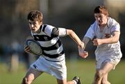 1 March 2011; Brian Farrell, Belvedere College SJ, in action against Gary Tobin, Presentation College, Bray. Powerade Leinster Schools Junior Cup 1st Round, Presentation College, Bray v Belvedere College SJ, Anglesea Road, Dublin. Picture credit: David Maher / SPORTSFILE