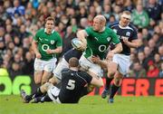 27 February 2011; Paul O'Connell, Ireland, is tackled by Alastair Kellock, Scotland. RBS Six Nations Rugby Championship, Scotland v Ireland, Murrayfield, Edinburgh, Scotland. Picture credit: Brendan Moran / SPORTSFILE