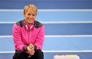 3 March 2011; Ireland's Derval O'Rourke relaxes in the Palais Omnisports de Paris-Bercy ahead of this weekend's European Indoor Athletics Championship. Palais Omnisports de Paris-Bercy, Paris, France. Picture credit: Brendan Moran / SPORTSFILE