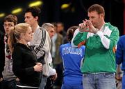 3 March 2011; Ireland's Ailis McSweeney with her coach Sean Cahill in the Palais Omnisports de Paris-Bercy ahead of this weekend's European Indoor Athletics Championship. Palais Omnisports de Paris-Bercy, Paris, France. Picture credit: Brendan Moran / SPORTSFILE