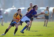 3 March 2011; Seamus Hickey, UL, in action against Gavin McIntyre, NUIM. Ulster Bank Sigerson Cup Football Quarter-Final, NUIM v UL, Castle Pitch, UCD, Belfield, Dublin. Picture credit: Matt Browne / SPORTSFILE