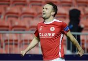 17 October 2016; Conan Byrne of St Patrick's Athletic celebrates after scoring his side's third goal during the SSE Airtricity League Premier Division game between St Patrick's Athletic and Cork City at Richmond Park in Dublin. Photo by Seb Daly/Sportsfile