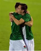 19 October 2016; Aaron Drinan, left, of Cork City celebrates with Conor McCarthy, right after the UEFA Youth League match between Cork City and HJK Helsinki at Turner's Cross in Cork. Photo by Eóin Noonan/Sportsfile
