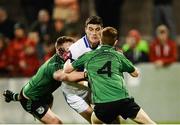 20 October 2016; Diarmuid Connolly of St Vincent's in action against Sean Cleary, left, and CJ Smyth, both of Lucan Sarsfields during the Dublin County Senior Club Football Championship Quarter-Final match between St Vincent's and Lucan Sarsfields at Parnell Park in Dublin. Photo by Sam Barnes/Sportsfile
