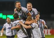 20 October 2016; Robbie Benson, hidden, of Dundalk celebrates after scoring his side's first goal with teammates Chris Shields, Dane Massey, David McMillan and Daryl Horgan during the UEFA Europa League Group D match between Dundalk and Zenit St Petersburg at Tallaght Stadium in Tallaght, Co. Dublin.  Photo by David Maher/Sportsfile