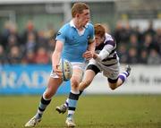 4 March 2011; Dan Leavy, St. Michael’s College, is tackled by Harry Burns, Clongowes Wood College SJ. Powerade Leinster Schools Senior Cup Semi-Final, St. Michael’s College v Clongowes Wood College SJ, Donnybrook Stadium, Donnybrook, Dublin. Picture credit: Stephen McCarthy / SPORTSFILE