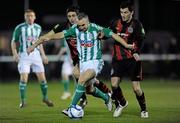 4 March 2011; Gary Dempsey, Bray Wanderers, in action against Stephen Traynor, left, and Killian Brennan, Bohemians. Airtricity League Premier Division, Bray Wanderers v Bohemians, Carlisle Grounds, Bray, Co. Wicklow. Picture credit: Matt Browne / SPORTSFILE
