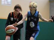 5 March 2011; Caoimhe Mahady, Palmerstown Wildcats, in action against Nicola McIntyre, North West Special Olympics Clubs, right. Special Olympics Ireland National Basketball Cup, Loughlinstown Leisure Centre, Dun Laoghaire, Co. Dublin. Picture credit: Stephen McCarthy / SPORTSFILE