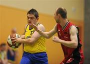 5 March 2011; Ciaran Rattigan, Navan Arch Club, Meath, in action against Stephen Field, COPE Foundation, Cork. Special Olympics Ireland National Basketball Cup, Loughlinstown Leisure Centre, Dun Laoghaire, Co. Dublin. Picture credit: Stephen McCarthy / SPORTSFILE