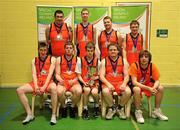 5 March 2011; The Killester team, back row, from left, Justin Hawkins, captain, Michael Byrne, John Francis Dick and Michael Patterson, with, front row, from left, Brendan O'Reilly, Nathan Finney, Hugh O'Callaghan, Shane Fitzgerald and David McGinn after winning the Men's Cup Final. Special Olympics Ireland National Basketball Cup, Loughlinstown Leisure Centre, Dun Laoghaire, Co. Dublin. Picture credit: Stephen McCarthy / SPORTSFILE