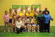 5 March 2011; The Navan Arch Club, Meath, team celebrate after winning the Men's Plate Final. Special Olympics Ireland National Basketball Cup, Loughlinstown Leisure Centre, Dun Laoghaire, Co. Dublin. Picture credit: Stephen McCarthy / SPORTSFILE