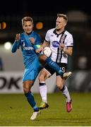 20 October 2016; Dean Shiels of Dundalk in action against Domenico Criscito of Zenit St Petersburg during the UEFA Europa League Group D match between Dundalk and Zenit St Petersburg at Tallaght Stadium in Tallaght, Co. Dublin.  Photo by Seb Daly/Sportsfile