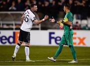 20 October 2016; Ciaran Kilduff of Dundalk and Yuri Lodigin of Zenit St Petersburg shake hands following the UEFA Europa League Group D match between Dundalk and Zenit St Petersburg at Tallaght Stadium in Tallaght, Co. Dublin.  Photo by Seb Daly/Sportsfile