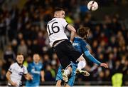 20 October 2016; Ciaran Kilduff of Dundalk in action against Nicolas Lombaerts of Zenit St Petersburg during the UEFA Europa League Group D match between Dundalk and Zenit St Petersburg at Tallaght Stadium in Tallaght, Co. Dublin.  Photo by Seb Daly/Sportsfile