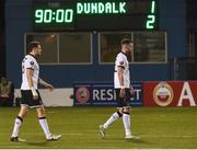 20 October 2016; Disapointed Dundalk players Brian Gartland and Ciaran Kilduff at the end of the UEFA Europa League Group D match between Dundalk and Zenit St Petersburg at Tallaght Stadium in Tallaght, Co. Dublin.  Photo by David Maher/Sportsfile