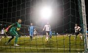 20 October 2016; Dane Massey, right, of Dundalk watches as his header comes back off the post during the UEFA Europa League Group D match between Dundalk and Zenit St Petersburg at Tallaght Stadium in Tallaght, Co. Dublin.  Photo by David Maher/Sportsfile