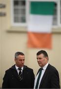 21 October 2016; IRFU Chief Executive Philip Brown, right, and referee Johnny Lacey arrive for the funeral of Munster Rugby head coach Anthony Foley at the St. Flannan’s Church, Killaloe, Co Clare. The Shannon club man, with whom he won 5 All Ireland League titles, played 202 times for Munster and was capped for Ireland 62 times, died suddenly in Paris on November 16, 2016 at the age of 42. Photo by Stephen McCarthy/Sportsfile