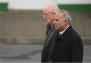 21 October 2016; Former Munster player Tony Ward, right, and author and former Irish Times rugby correspondent Ned Van Esbeck arrive for the funeral of Munster Rugby head coach Anthony Foley at the St. Flannan’s Church, Killaloe, Co Clare. The Shannon club man, with whom he won 5 All Ireland League titles, played 202 times for Munster and was capped for Ireland 62 times, died suddenly in Paris on November 16, 2016 at the age of 42. Photo by Brendan Moran/Sportsfile