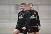21 October 2016; Ross Kane, left, and Andrew Trimble of Ulster in action during the captain's run at the Kingspan Stadium in Ravenhill Park, Belfast. Photo by David Fitzgerald/Sportsfile