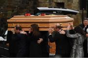 21 October 2016; The coffin of Munster Rugby head coach Anthony Foley is carried in to St. Flannan’s Church, Killaloe, Co Clare. The Shannon club man, with whom he won 5 All Ireland League titles, played 202 times for Munster and was capped for Ireland 62 times, died suddenly in Paris on November 16, 2016 at the age of 42. Photo by Stephen McCarthy/Sportsfile