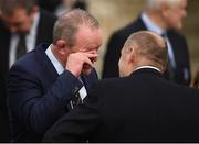 21 October 2016; Former Munster and Ireland player Mick Galwey arrives for the funeral of Munster Rugby head coach Anthony Foley at the St. Flannan’s Church, Killaloe, Co Clare. The Shannon club man, with whom he won 5 All Ireland League titles, played 202 times for Munster and was capped for Ireland 62 times, died suddenly in Paris on November 16, 2016 at the age of 42. Photo by Stephen McCarthy/Sportsfile