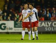 21 October 2016; Conan Byrne, right, of St Patrick's Athletic celebrates with teammate Graham Kelly after scoring his side's first goal during the SSE Airtricity League Premier Division game between Cork City and Patrick's Athletic at Turners Cross in Cork. Photo by Eóin Noonan/Sportsfile