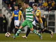 21 October 2016; Robert Cornwall of Shamrock Rovers in action against Ger Pendert of Bray Wanderers during the SSE Airtricity League Premier Division game between Shamrock Rovers and Bray Wanderers at Tallaght Stadium in Tallaght, Co. Dublin. Photo by David Maher/Sportsfile