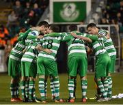 21 October 2016; The Shamrock Rovers team huddle before the start of the SSE Airtricity League Premier Division game between Shamrock Rovers and Bray Wanderers at Tallaght Stadium in Tallaght, Co. Dublin. Photo by David Maher/Sportsfile