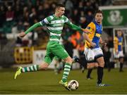 21 October 2016; Sean Boyd of Shamrock Rovers in action against  John Sullivan of Bray Wanderers during the SSE Airtricity League Premier Division game between Shamrock Rovers and Bray Wanderers at Tallaght Stadium in Tallaght, Co. Dublin. Photo by David Maher/Sportsfile