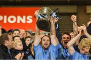 21 October 2016; Killyclogher captain Martin Swift lifts the cup following the Tyrone County Senior Club Football Championship Final Replay game between Killyclogher and Coalisland at Healy Park in Omagh, Co Tyrone. Photo by Sportsfile