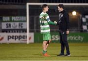 21 October 2016; Stephen Bradley, caretaker manager of Shamrock Rovers, shakes hands with Trevor Clarke at the end of the SSE Airtricity League Premier Division game between Shamrock Rovers and Bray Wanderers at Tallaght Stadium in Tallaght, Co. Dublin. Photo by David Maher/Sportsfile