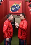22 October 2016; Munster team manager Niall O'Donovan, left, and Director of Rugby Rassie Erasmus in conversation before the European Rugby Champions Cup Pool 1 Round 2 match between Munster and Glasgow Warriors at Thomond Park in Limerick. Photo by Diarmuid Greene/Sportsfile