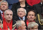 22 October 2016; President of Ireland Michael D. Higgins, centre, ahead of the European Rugby Champions Cup Pool 1 Round 2 match between Munster and Glasgow Warriors at Thomond Park in Limerick. Photo by Brendan Moran/Sportsfile
