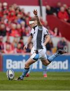 22 October 2016; Finn Russell of Glasgow Warriors kicks his team's first points of the match via a penalty during the European Rugby Champions Cup Pool 1 Round 2 match between Munster and Glasgow Warriors at Thomond Park in Limerick. Photo by Seb Daly/Sportsfile