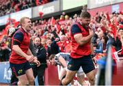 22 October 2016; Jaco Taute of Munster celebrates scoring his side's second try during the European Rugby Champions Cup Pool 1 Round 2 match between Munster and Glasgow Warriors at Thomond Park in Limerick. Photo by Diarmuid Greene/Sportsfile