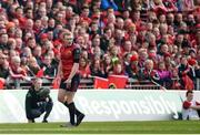 22 October 2016; Keith Earls of Munster leaves the pitch after being shown a red card by referee Jérôme Garcès during the European Rugby Champions Cup Pool 1 Round 2 match between Munster and Glasgow Warriors at Thomond Park in Limerick. Photo by Diarmuid Greene/Sportsfile