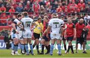 22 October 2016; Keith Earls of Munster is shown a red card by referee Jérôme Garcès during the European Rugby Champions Cup Pool 1 Round 2 match between Munster and Glasgow Warriors at Thomond Park in Limerick. Photo by Diarmuid Greene/Sportsfile