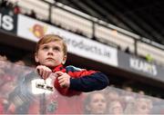 22 October 2016; Munster supporter Joshua Power, aged 8, from Clonlara, Co. Clare, at the European Rugby Champions Cup Pool 1 Round 2 match between Munster and Glasgow Warriors at Thomond Park in Limerick. Photo by Diarmuid Greene/Sportsfile