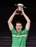 22 October 2016; Ireland captain Keith Carmody lifts the cup after the 2016 U21 Hurling/Shinty International Series match between Ireland and Scotland at Bught Park in Inverness, Scotland. Photo by Piaras Ó Mídheach/Sportsfile