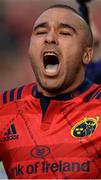 22 October 2016; Simon Zebo of Munster sings following the European Rugby Champions Cup Pool 1 Round 2 match between Munster and Glasgow Warriors at Thomond Park in Limerick. Photo by Seb Daly/Sportsfile