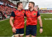 22 October 2016; CJ Stander, left, and Jaco Taute of Munster congratulate each other following their team's victory during the European Rugby Champions Cup Pool 1 Round 2 match between Munster and Glasgow Warriors at Thomond Park in Limerick. Photo by Seb Daly/Sportsfile