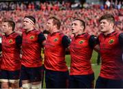 22 October 2016; Munster players including, from left to right, CJ Stander, Billy Holland, Stephen Archer, Tommy O'Donnell and Jack O'Donoghue sing 'Stand Up And Fight' on the pitch after the European Rugby Champions Cup Pool 1 Round 2 match between Munster and Glasgow Warriors at Thomond Park in Limerick. Photo by Diarmuid Greene/Sportsfile