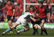 22 October 2016; Tommy O’Donnell of Munster is tackled by Jonny Gray of Glasgow during the European Rugby Champions Cup Pool 1 Round 2 match between Munster and Glasgow Warriors at Thomond Park in Limerick. Photo by Brendan Moran/Sportsfile