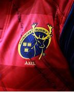 22 October 2016; A tribute reading 'Axel' on the Munster jerseys in memory of Munster head coach Anthony Foley at the European Rugby Champions Cup Pool 1 Round 2 match between Munster and Glasgow Warriors at Thomond Park in Limerick. The Shannon club man, with whom he won 5 All Ireland League titles, played 202 times for Munster and was capped for Ireland 62 times, died suddenly in Paris on November 16, 2016 at the age of 42. Photo by Diarmuid Greene/Sportsfile