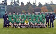 22 October 2016; The Ireland squad prior to the 2016 U21 Hurling/Shinty International Series match between Ireland and Scotland at Bught Park in Inverness, Scotland. Photo by Piaras Ó Mídheach/Sportsfile