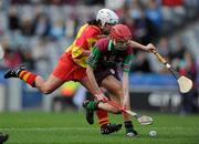 6 March 2011; Rosanna McAleese, Eoghan Rua, in action against Elaine Cuddy, The Harps. All-Ireland Intermediate Camogie Club Championship Final, Eoghan Rua v The Harps, Croke Park, Dublin. Picture credit: Brian Lawless / SPORTSFILE